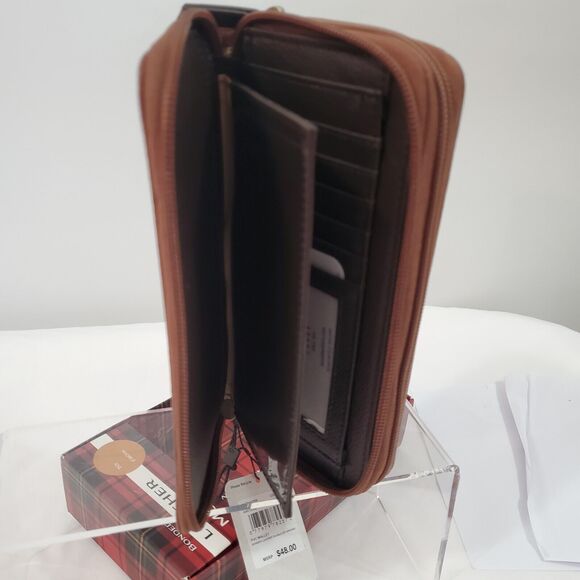 Mundi Zip Around Wallet Faux Leather Brown Card Checkbook 7.8" x 4" NWT - Picture 5 of 12